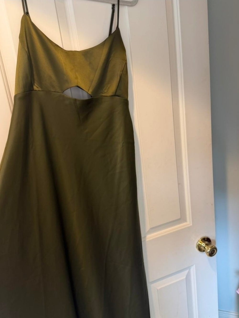 Banana Republic Olive Slip Midi Dress with Front Cutout - Picture 2 of 5